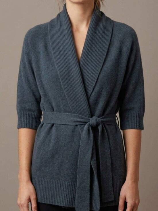 Kenar Sweaters - Kenar Angora Cardigan in Teal Blue